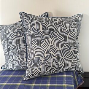 Rodeo Home down accent pillows - blue and cream - set of 2